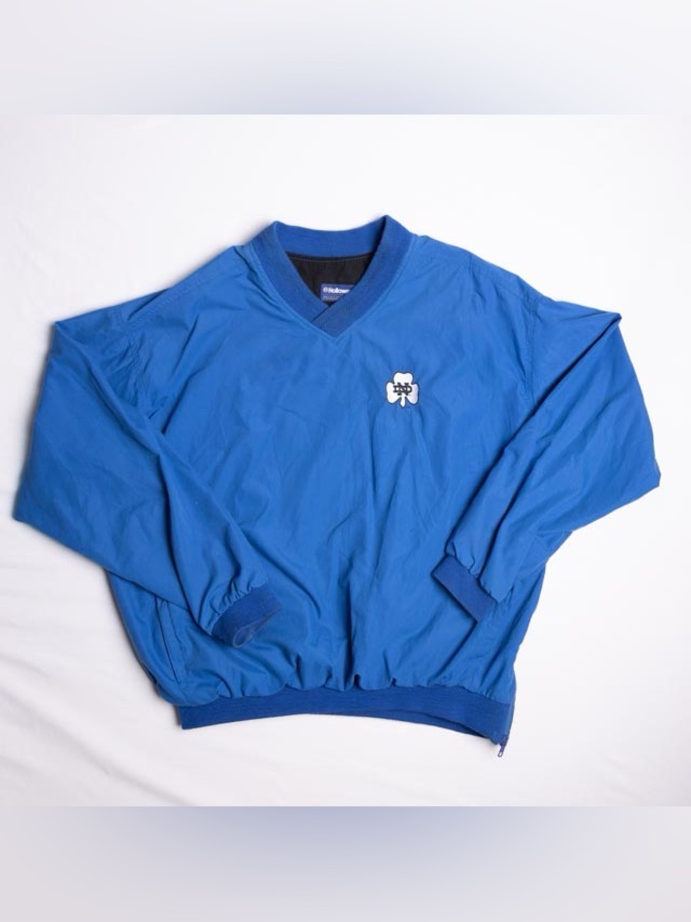 Vintage Holloway Notre Dame Men L Jacket Blue Pullover Windbreaker Made In USA